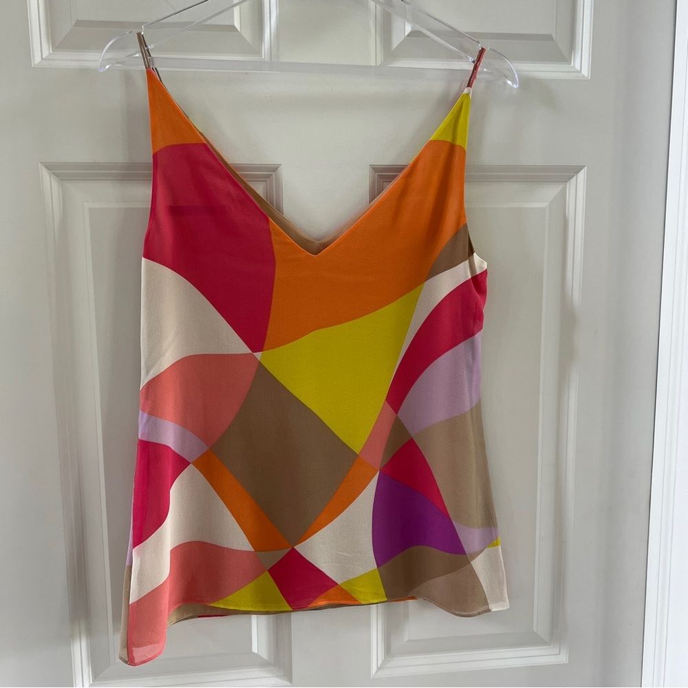 Trina Turk color block pastel tan pink orange tank camisole small - Picture 5 of 5